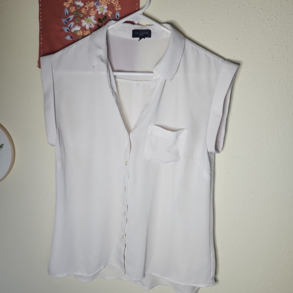 The Limited Classic White Cap Sleeve Blouse